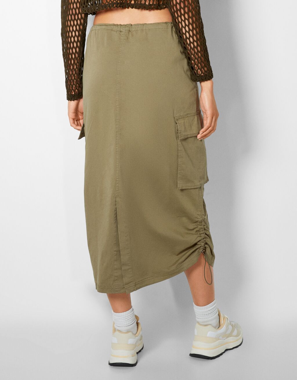 Parachute cargo midi skirt Woman Bershka