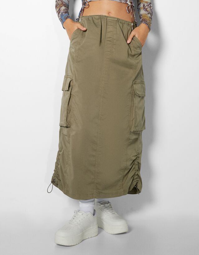 Gonna on sale militare bershka