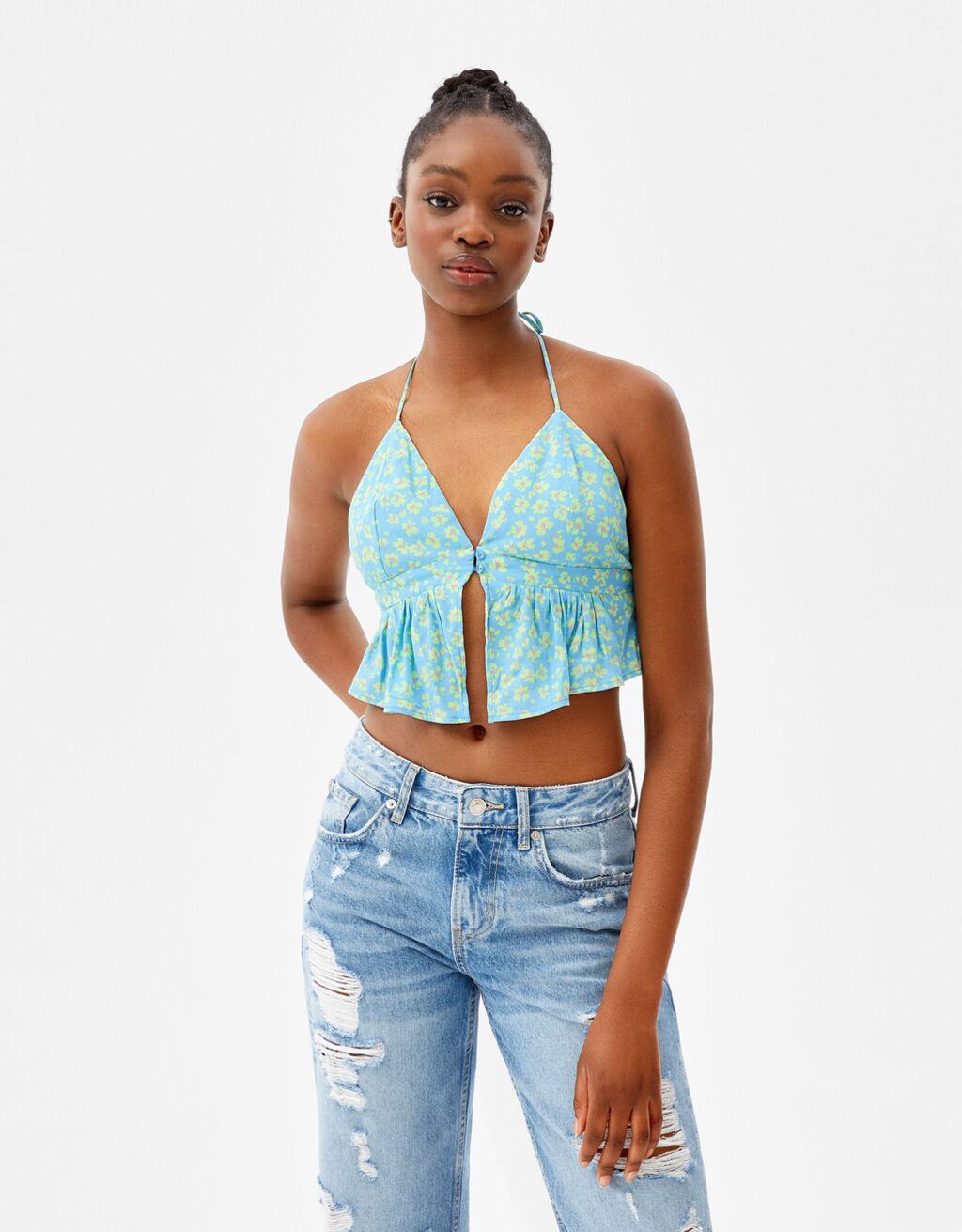Printed top with thin straps