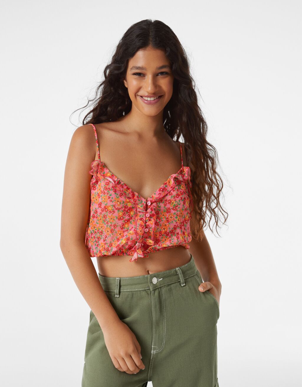 Floral print top with thin straps