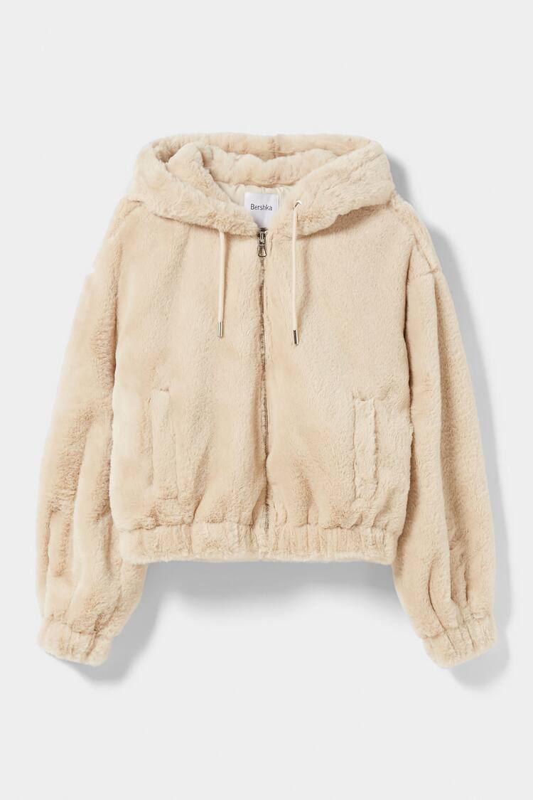 Hooded teddy jacket
