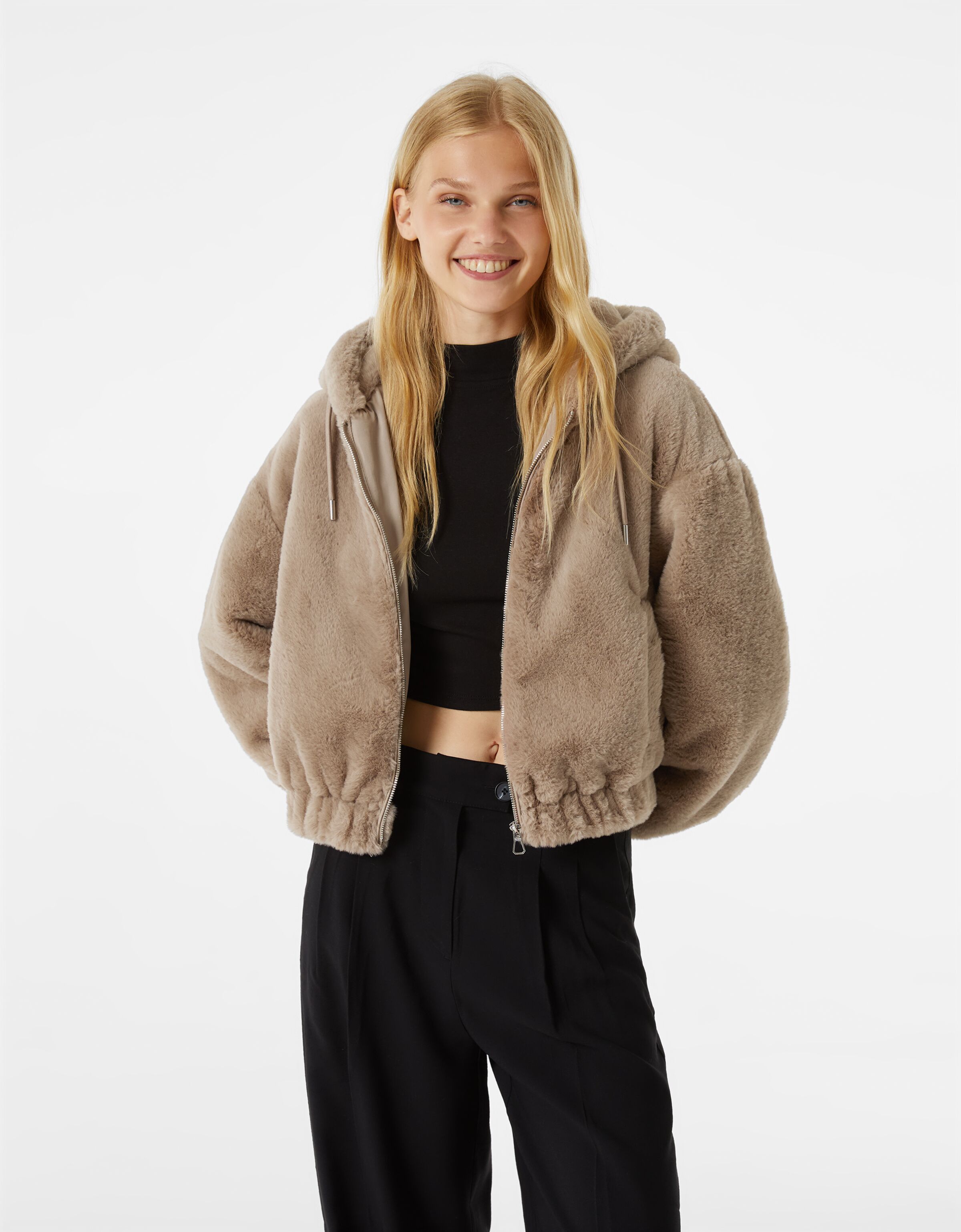 Hooded teddy jacket - Jackets - Woman 