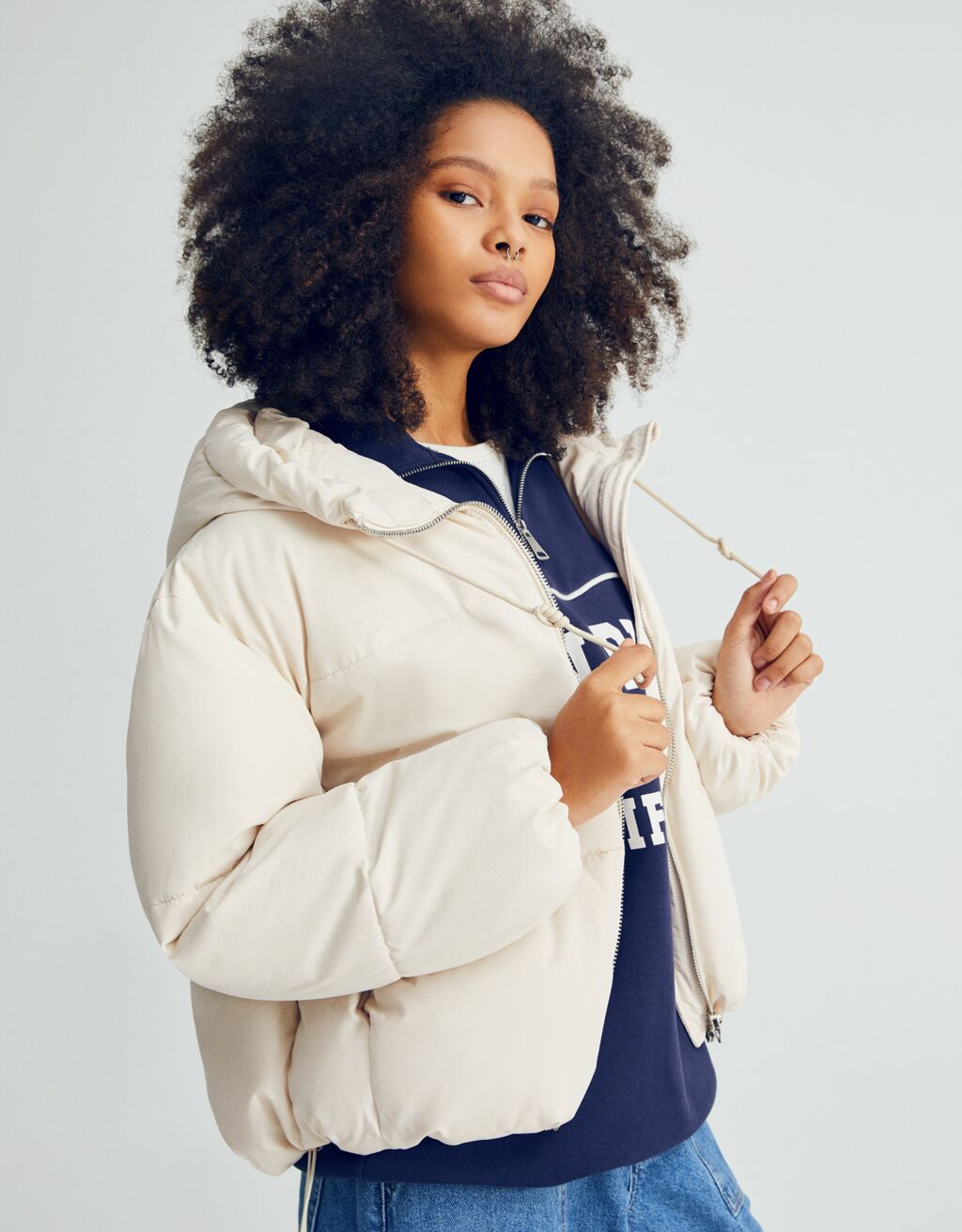 WOMEN FASHION Coats Print Bershka Puffer jacket Multicolored L discount 56% 