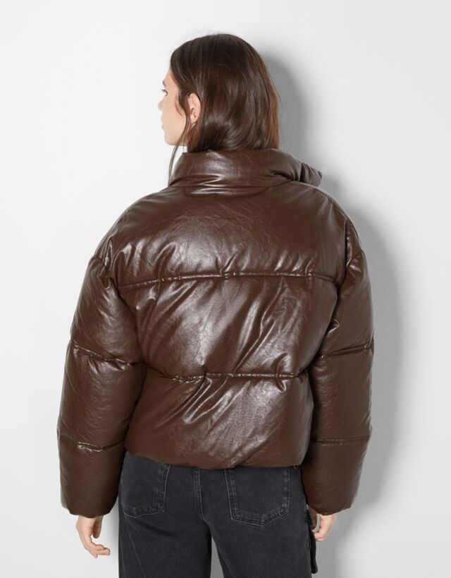 Faux leather oversize puffer jacket 