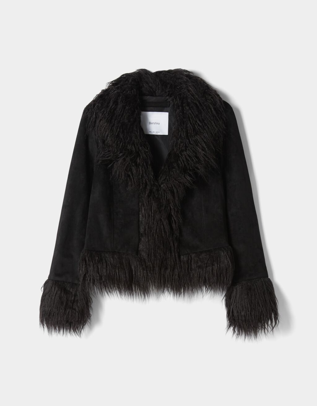 Faux suede jacket with faux fur