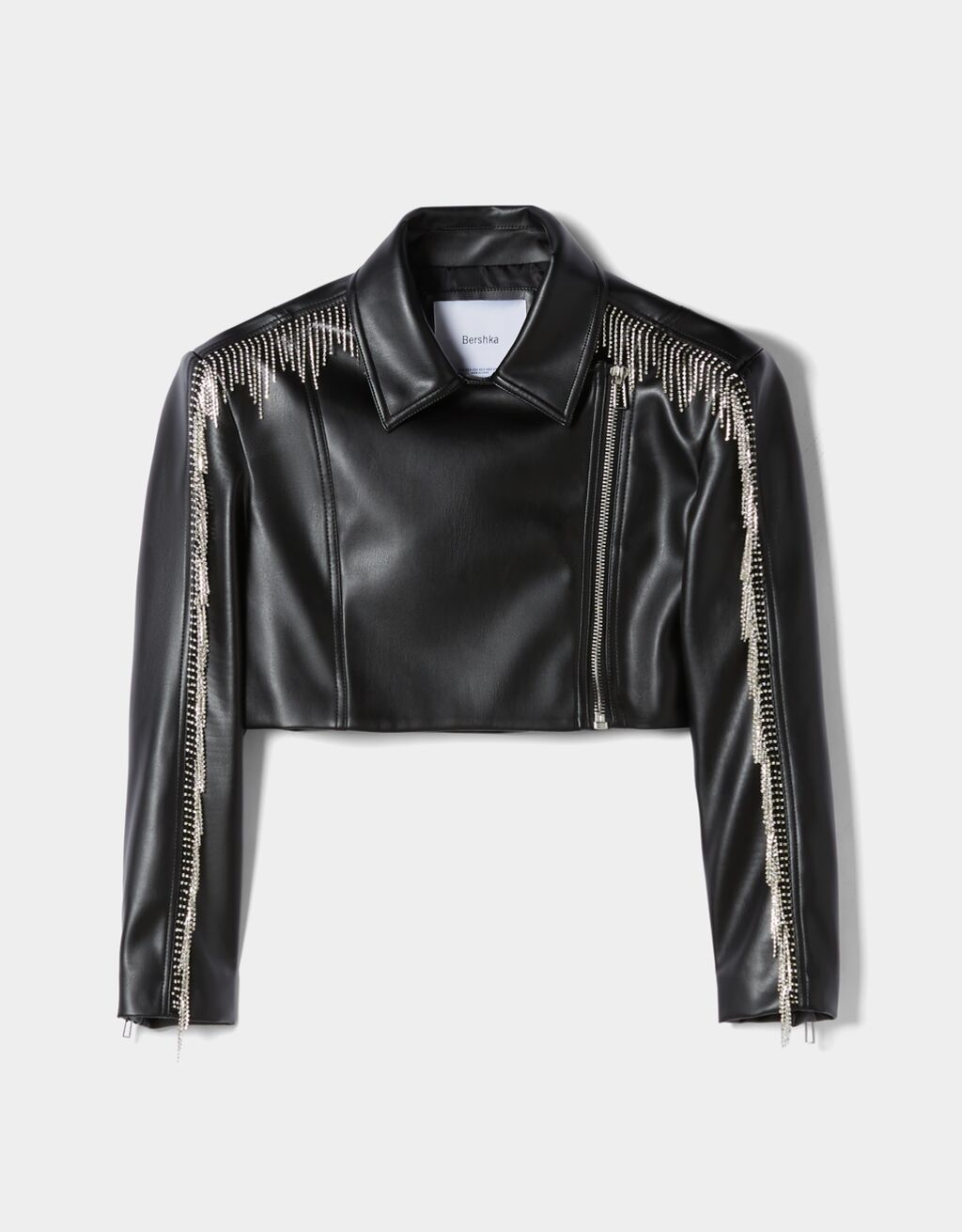 Faux leather jacket with rhinestones