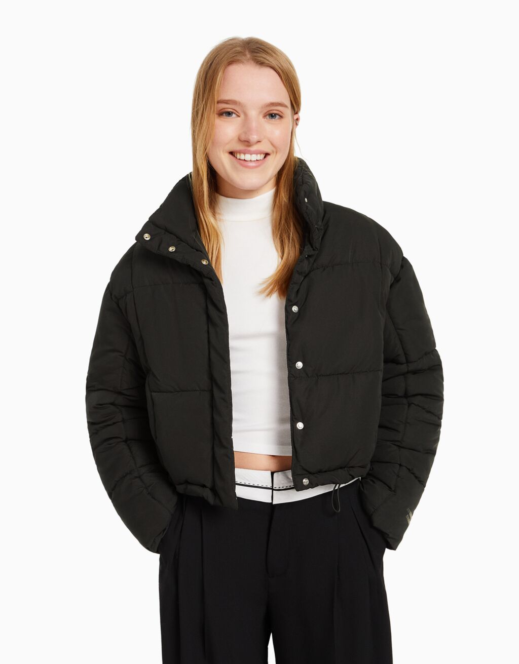 bershka black puffer jacket