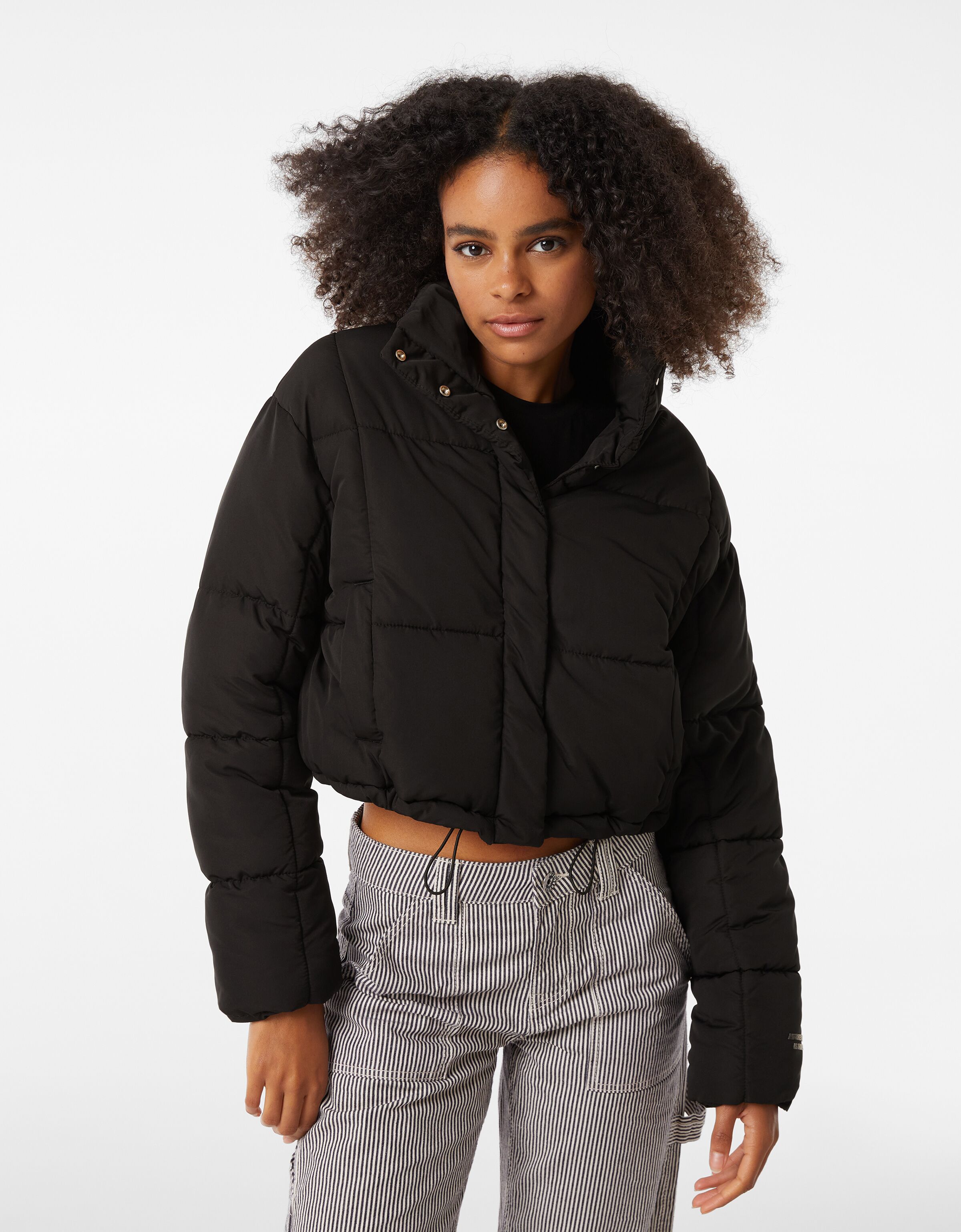 short grey puffer jacket