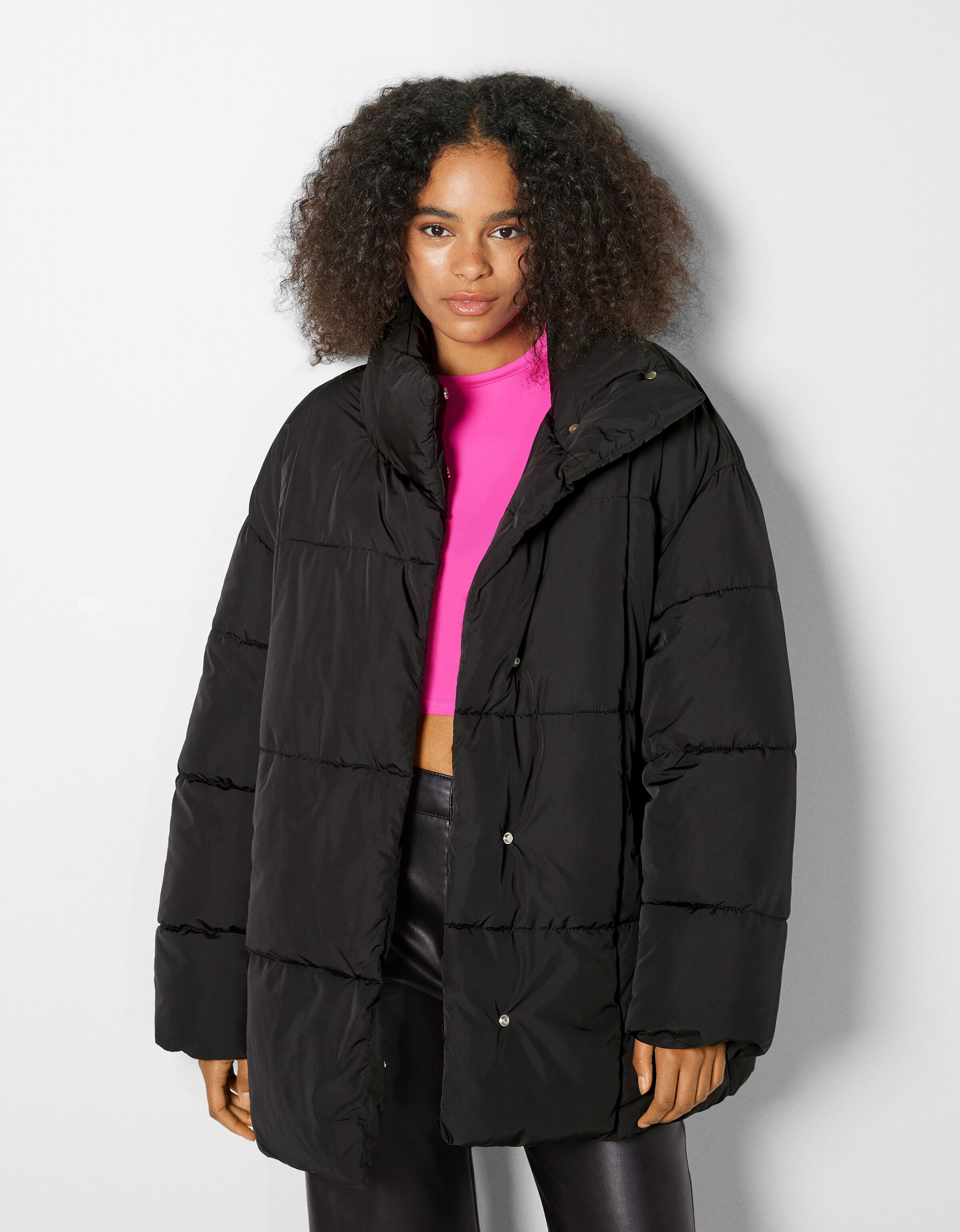 Quilted nylon coat with belt - Woman 