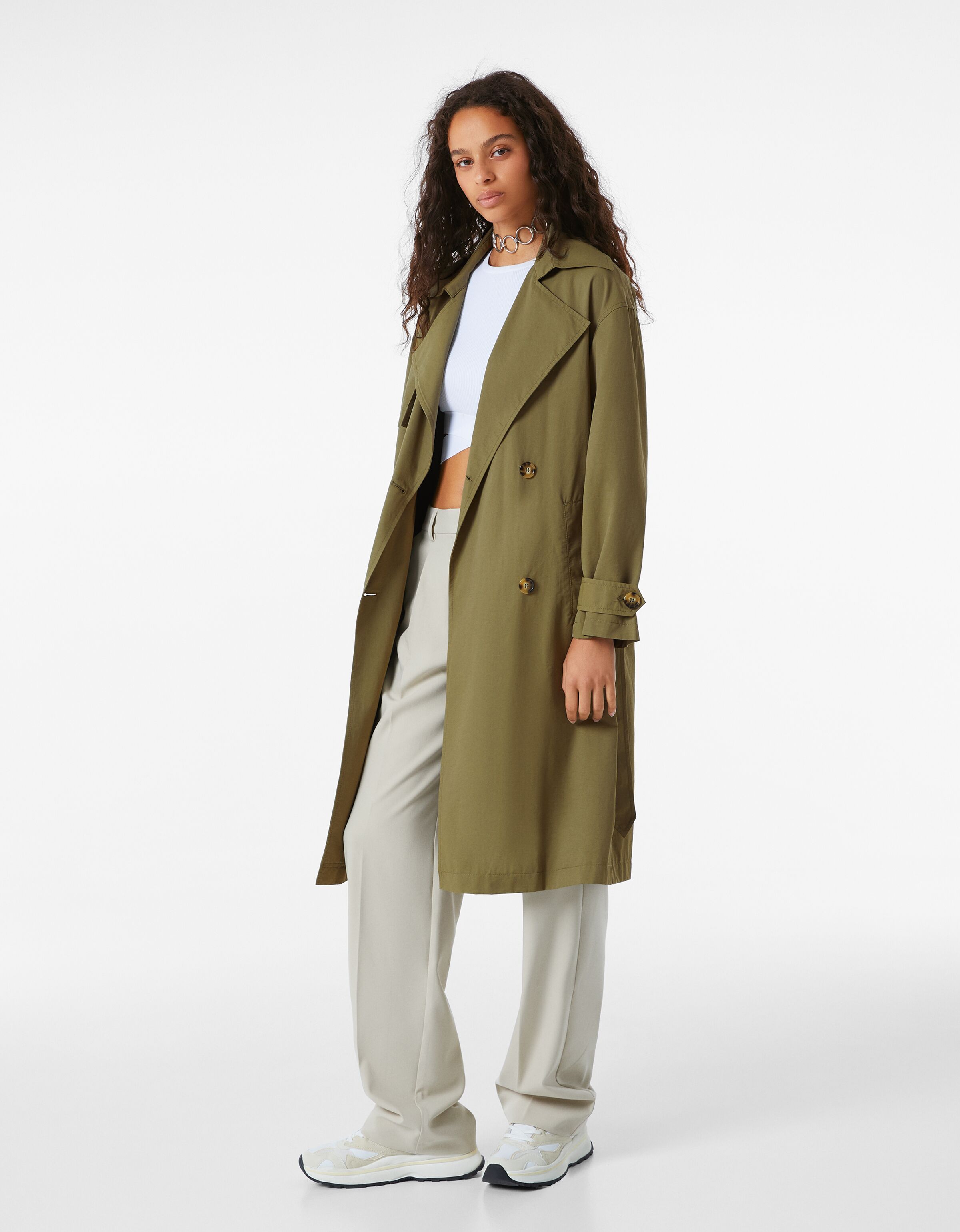 discount 53% Bershka Long coat WOMEN FASHION Coats Combined Beige S 