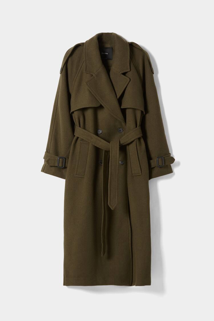 Wool blend oversize trench coat