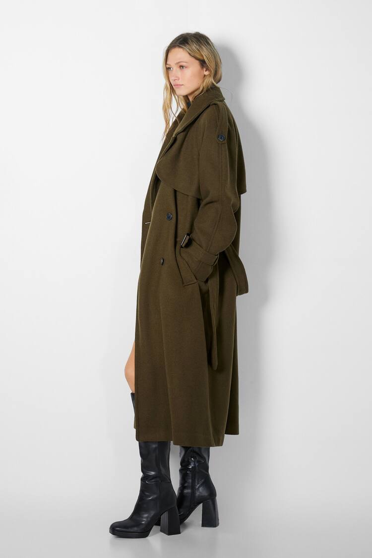 Wool blend oversize trench coat