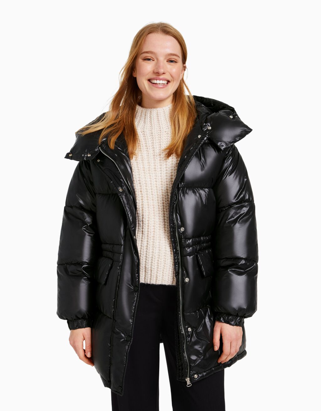 Short quilted coat with hood