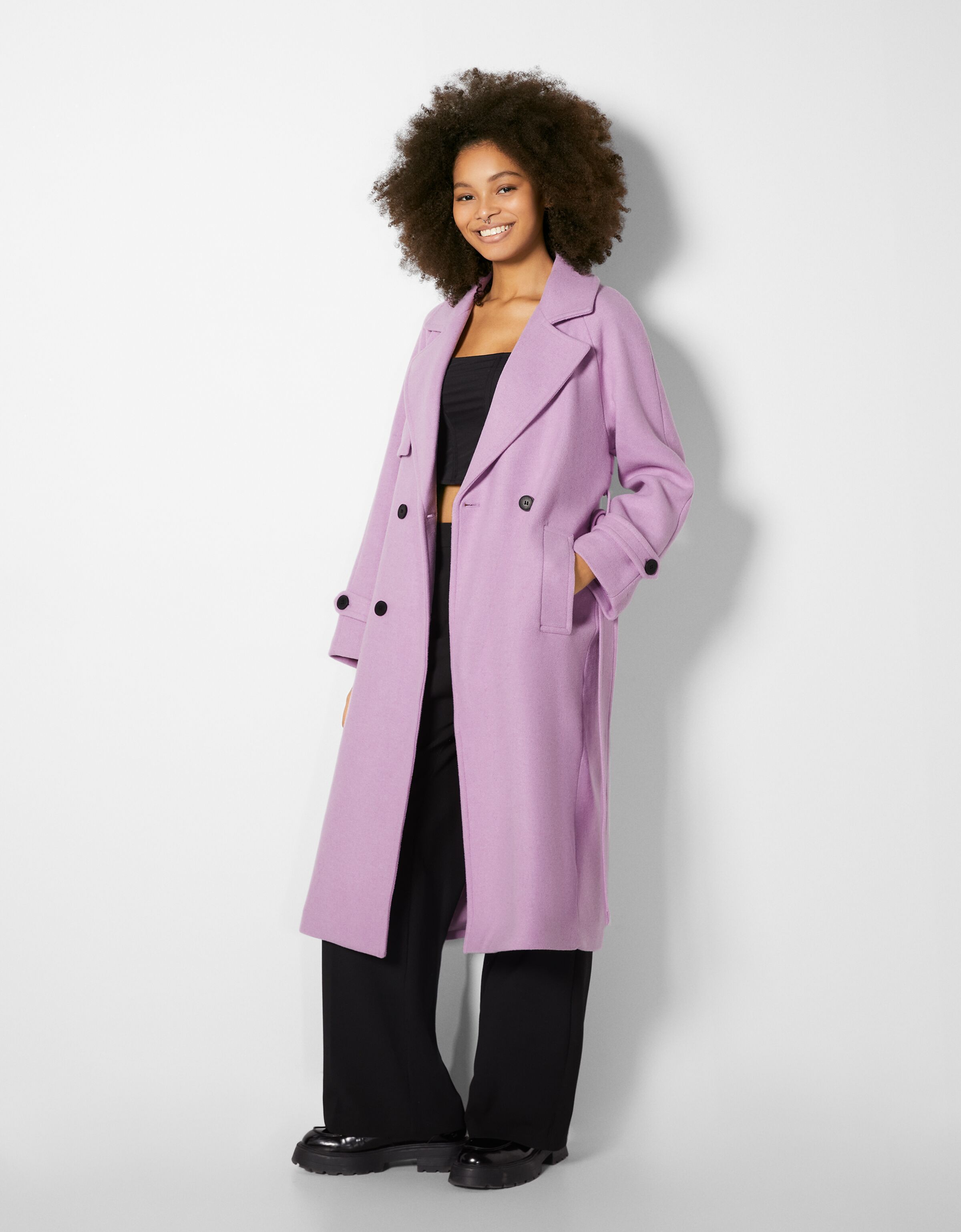 fuschia wool coat womens