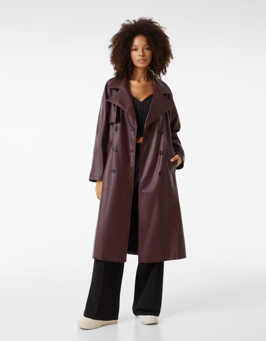 Faux leather trench coat - Jackets - Woman