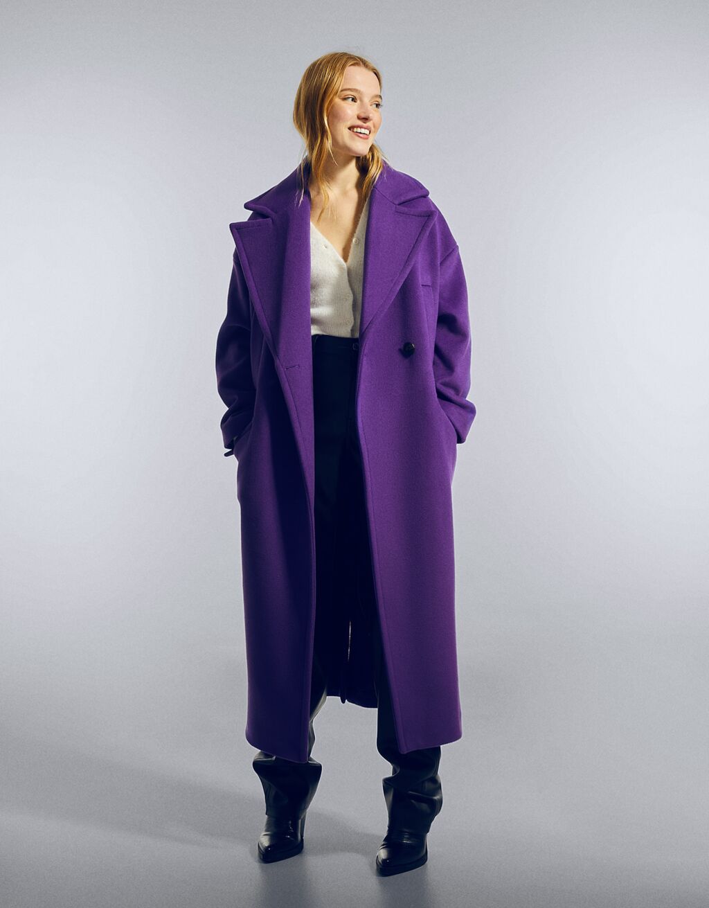 Drop-shoulder oversize coat