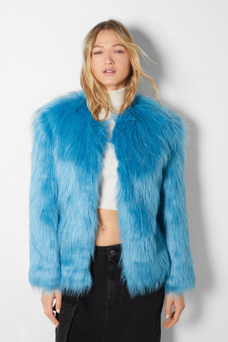 Coloured faux fur jacket