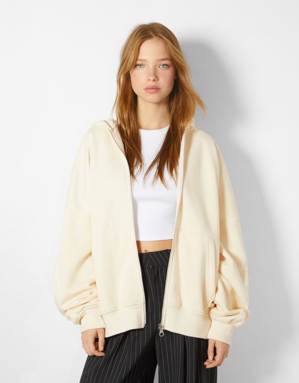 Oversize plush hooded jacket