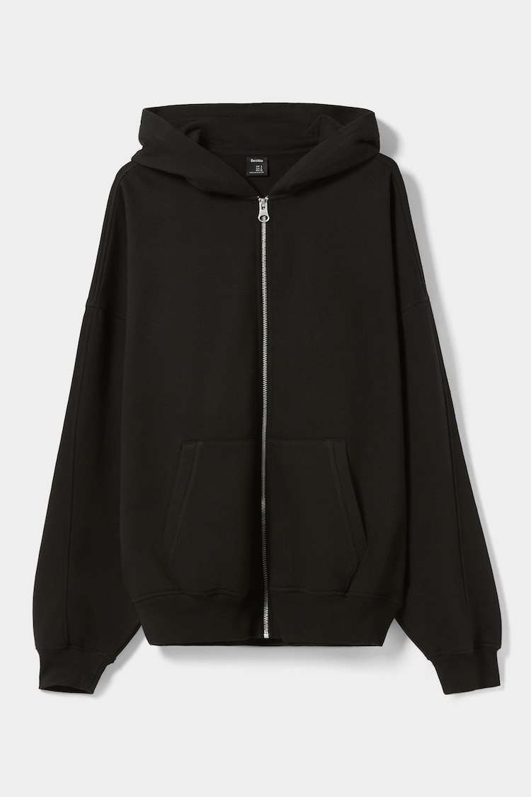 ‘Oversize’ stila plīša jaka ar kapuci