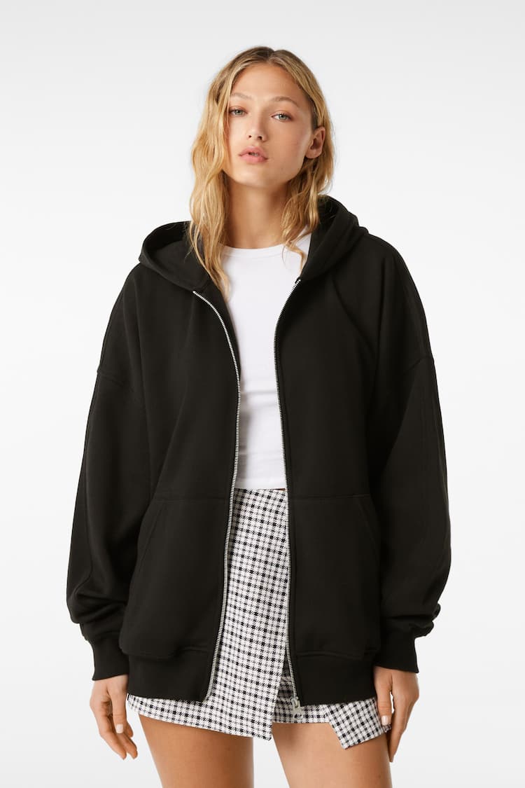 Oversize plush hooded jacket