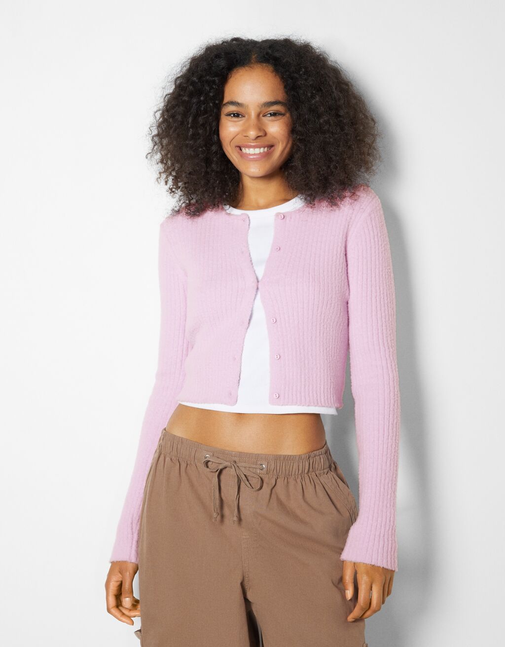 Faux fur cardigan - Woman | Bershka
