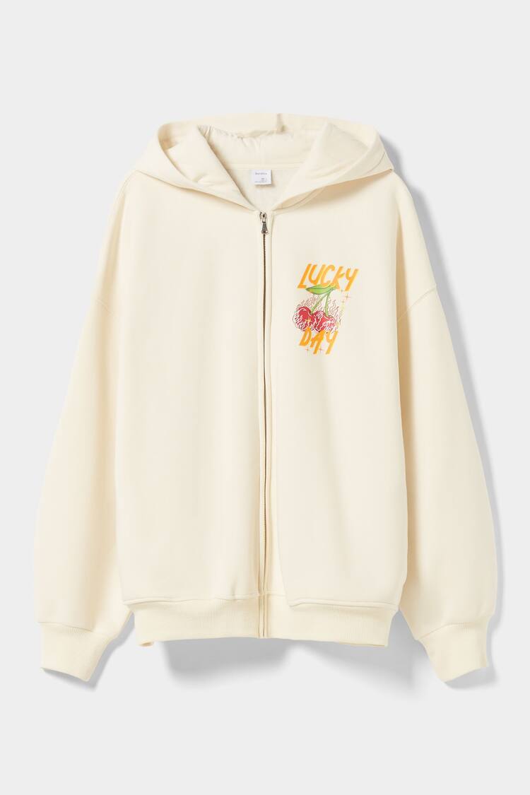 Printed oversize zip-up sweatshirt