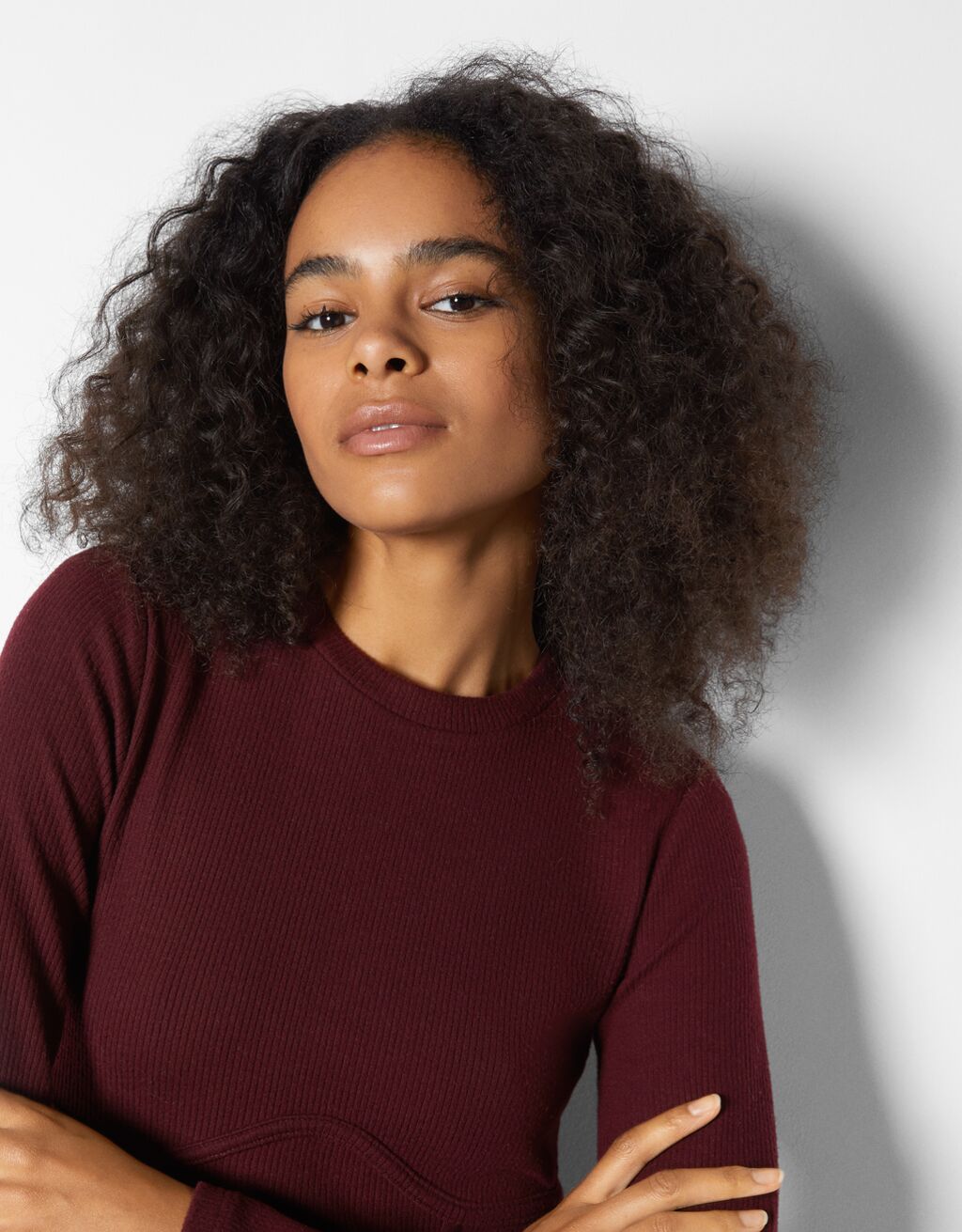 Long sleeve corset-style T-shirt - Woman | Bershka