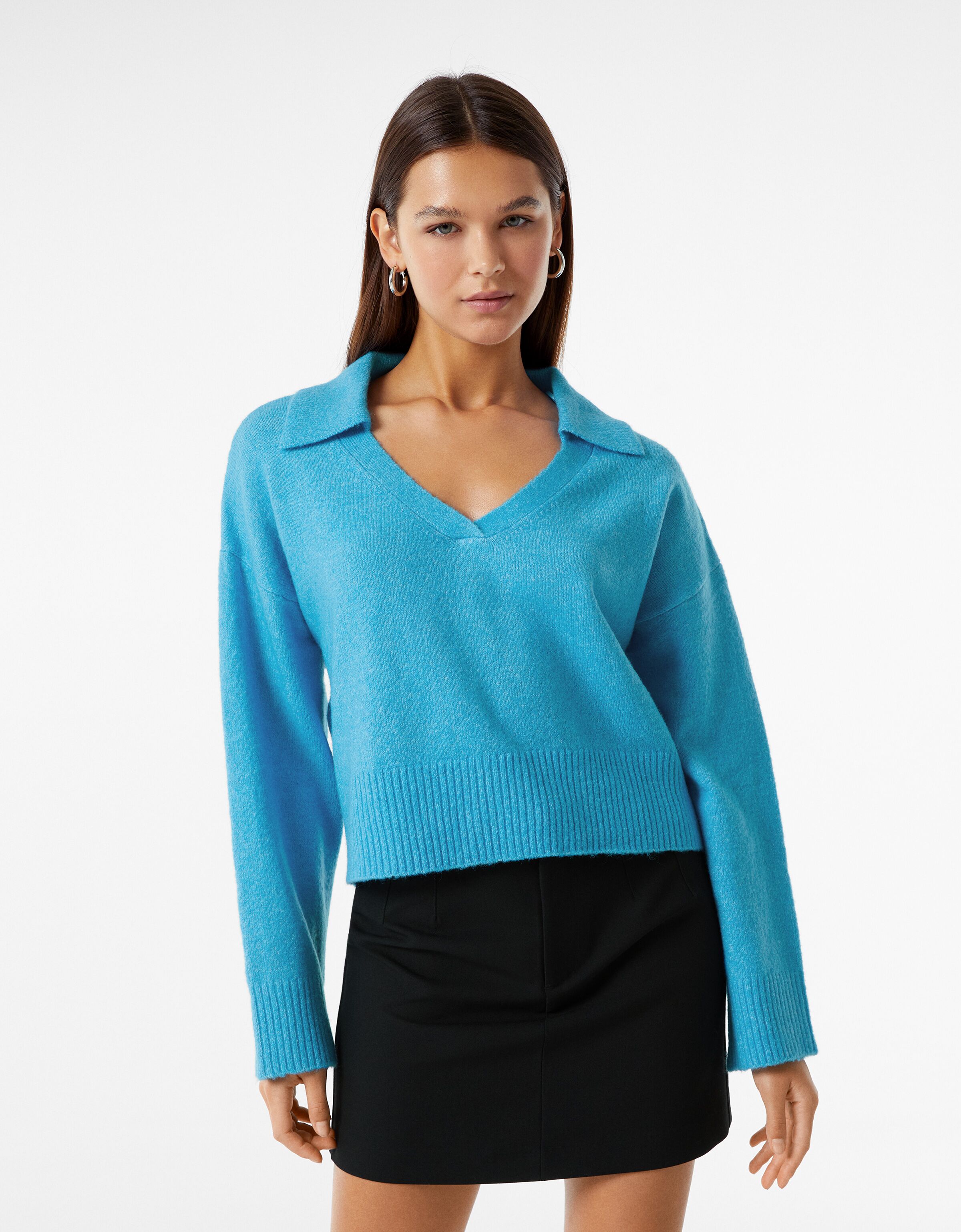 Polo collar sweater - Woman | Bershka