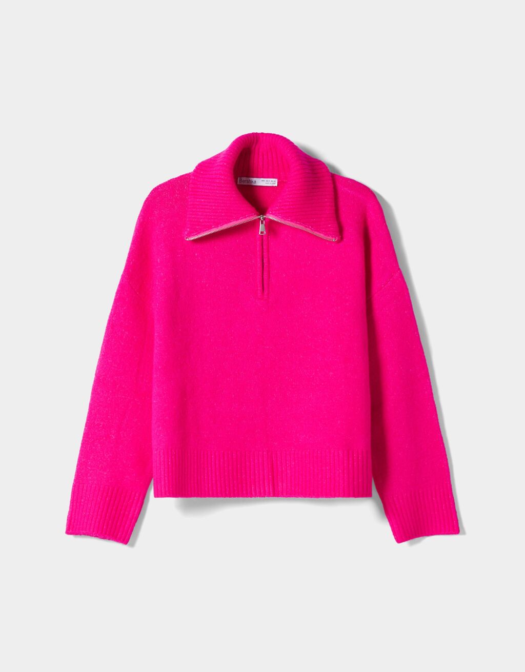 High neck sweater with zipper Woman Bershka