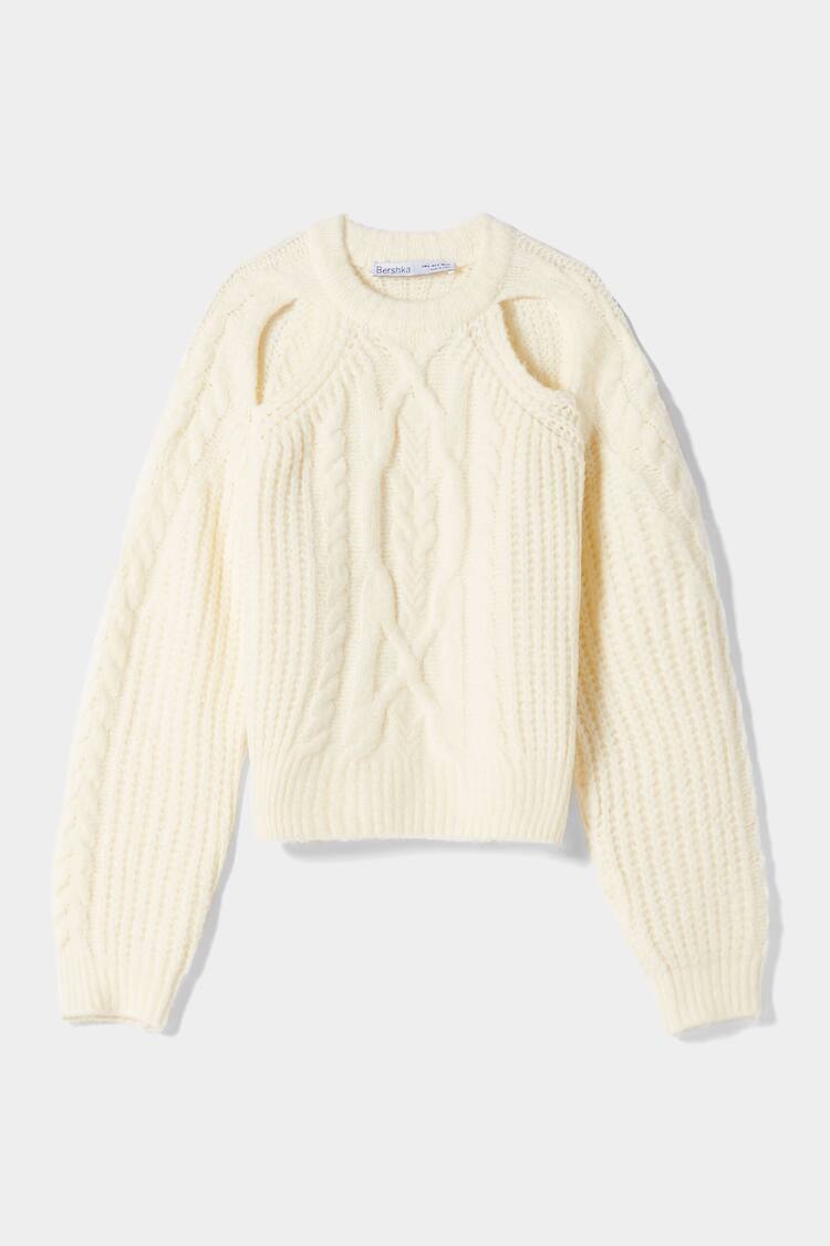Cable-knit cut-out sweater
