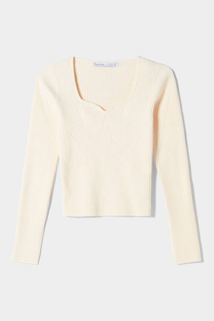 Sweater manga comprida decote