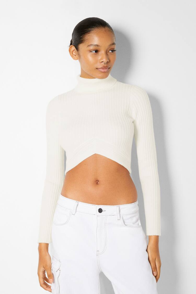 High neck ribbed sweater