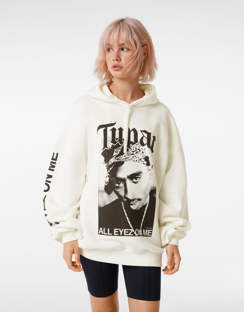 Tupac-mintás kapucnis pulóver