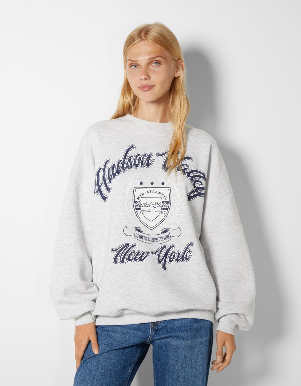 Sweatshirt met college-print en lange mouw