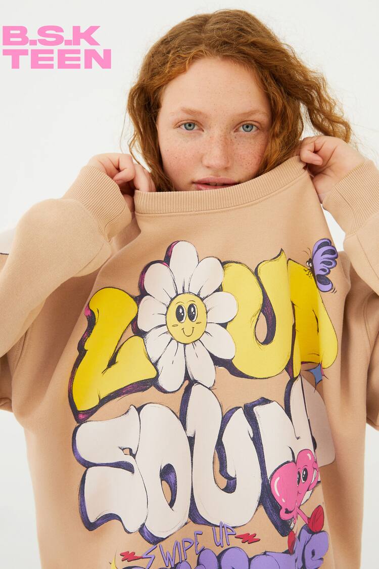 Sweatshirt mit Print und Rundausschnitt