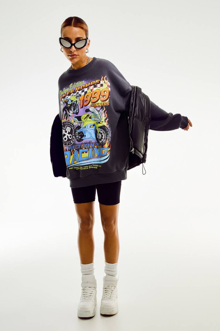 Sweatshirt de manga comprida com estampado racing