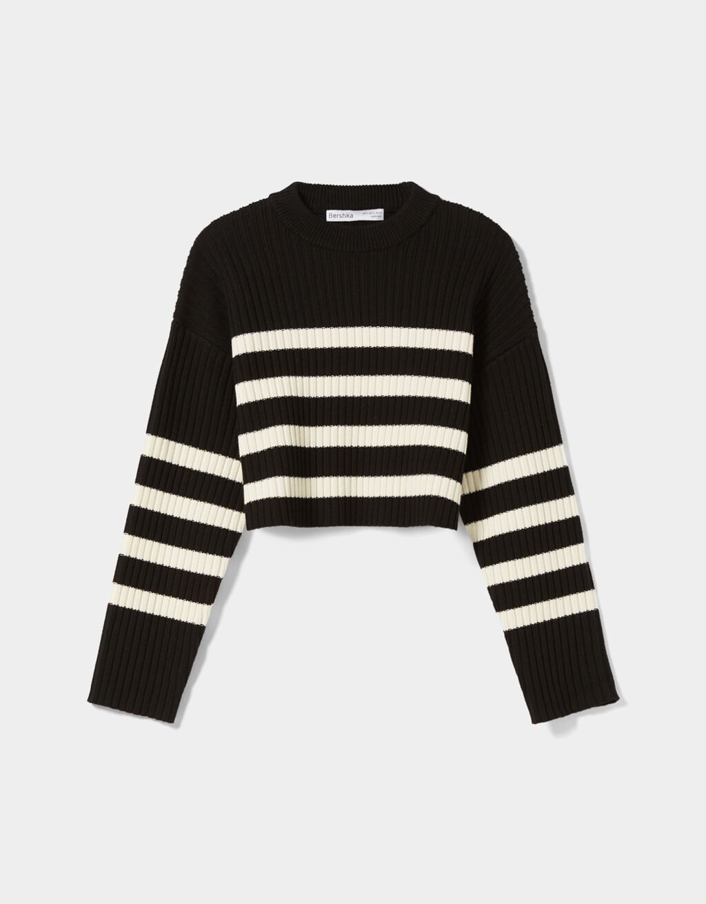 Round neck ribbed striped sweater