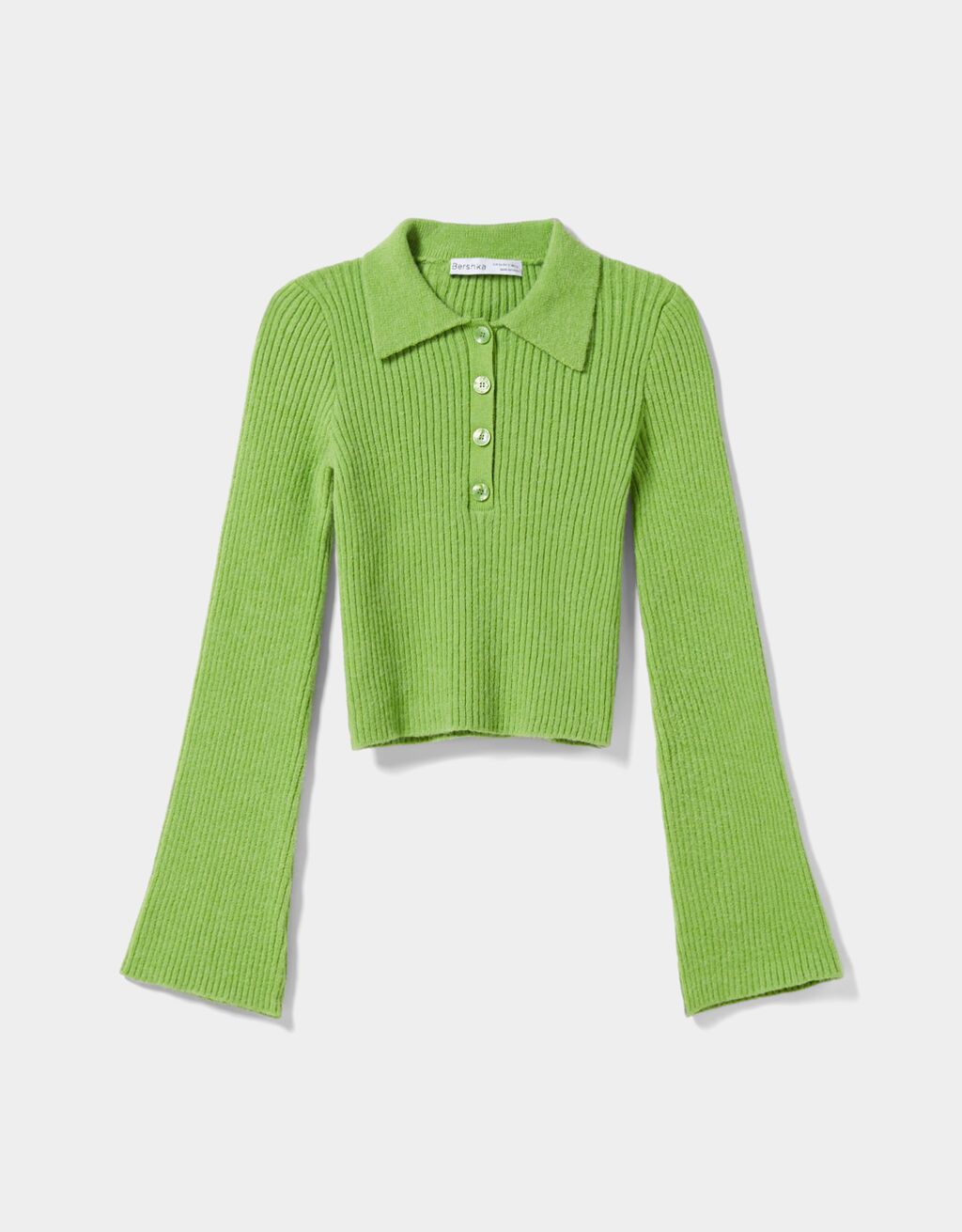 Polo collar sweater with bell sleeves