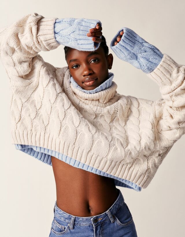 Damen Kleidung Hoodies & Pullover Sweater Rollkragenpullover Bershka Rollkragenpullover Bershka Sweater 