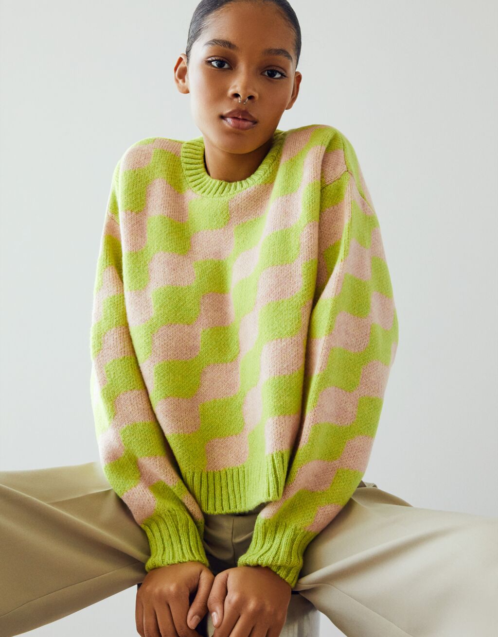 Chequered print sweater