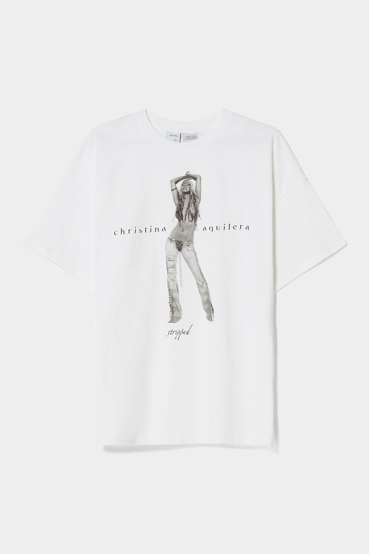 Lyhythihainen t-paita Cristina Aguilera -printillä