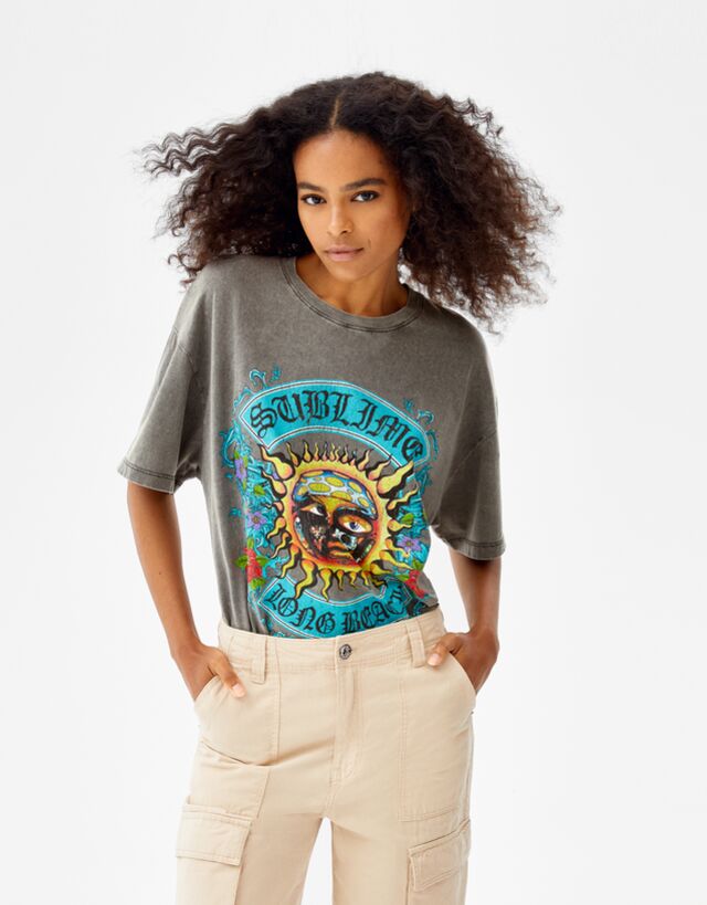 Short sleeve faded effect Sublime print 