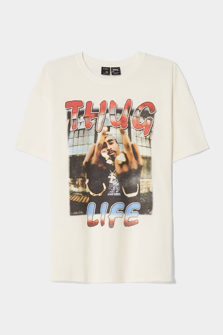 Short sleeve T-shirt with Tupac print