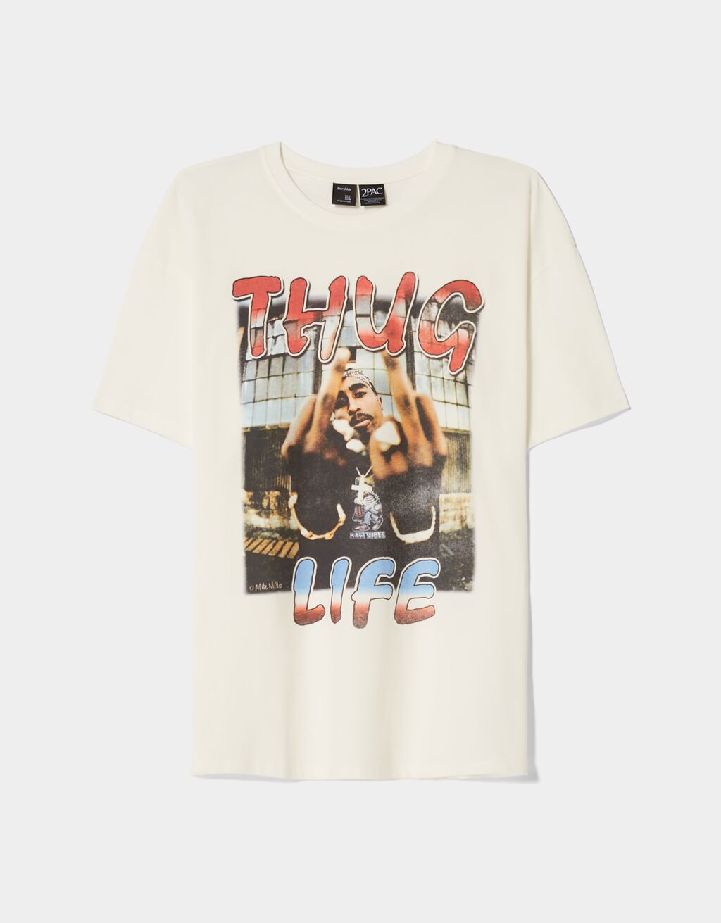 T-shirt de manga curta estampado Tupac