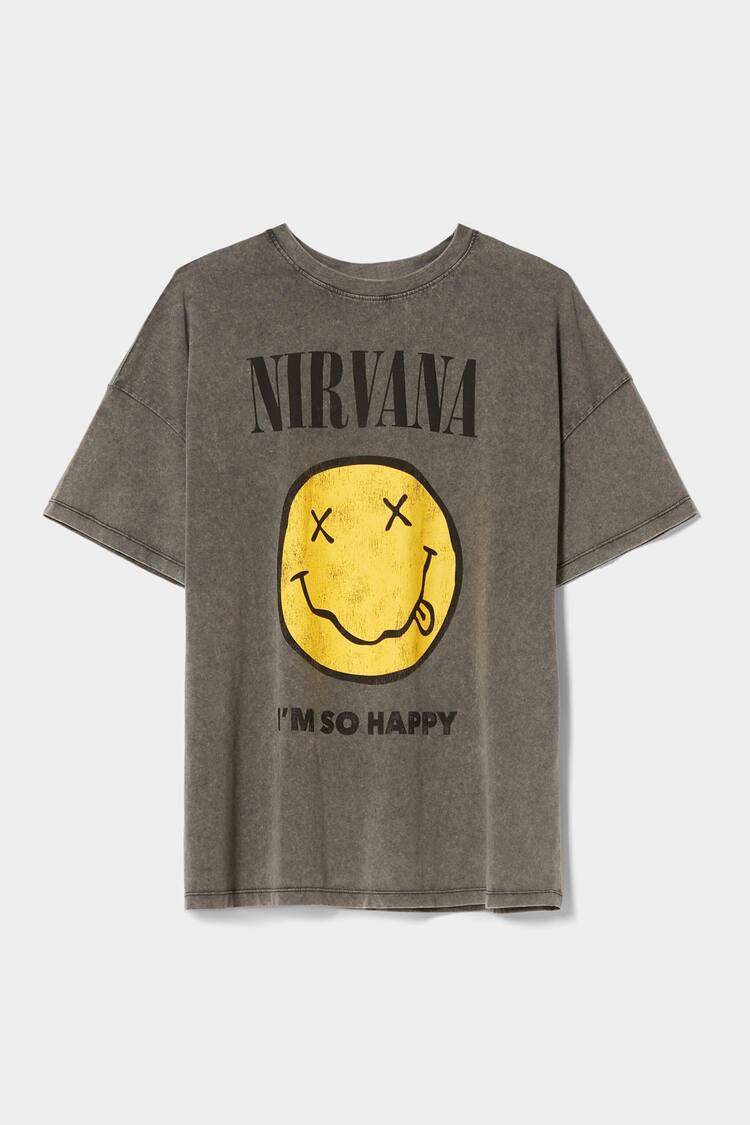 Samarreta màniga curta Nirvana estampat happy face