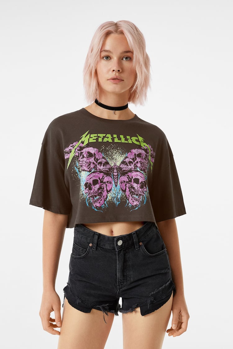 T-shirt manga curta estampado Metallica