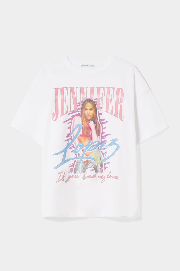 Lyhythihainen T-paita Jennifer Lopez -printillä