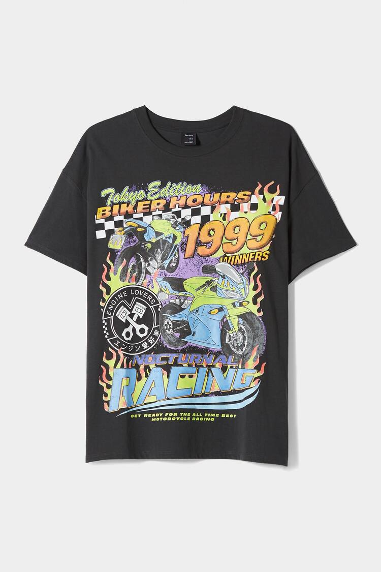 Short sleeve racing print T-shirt