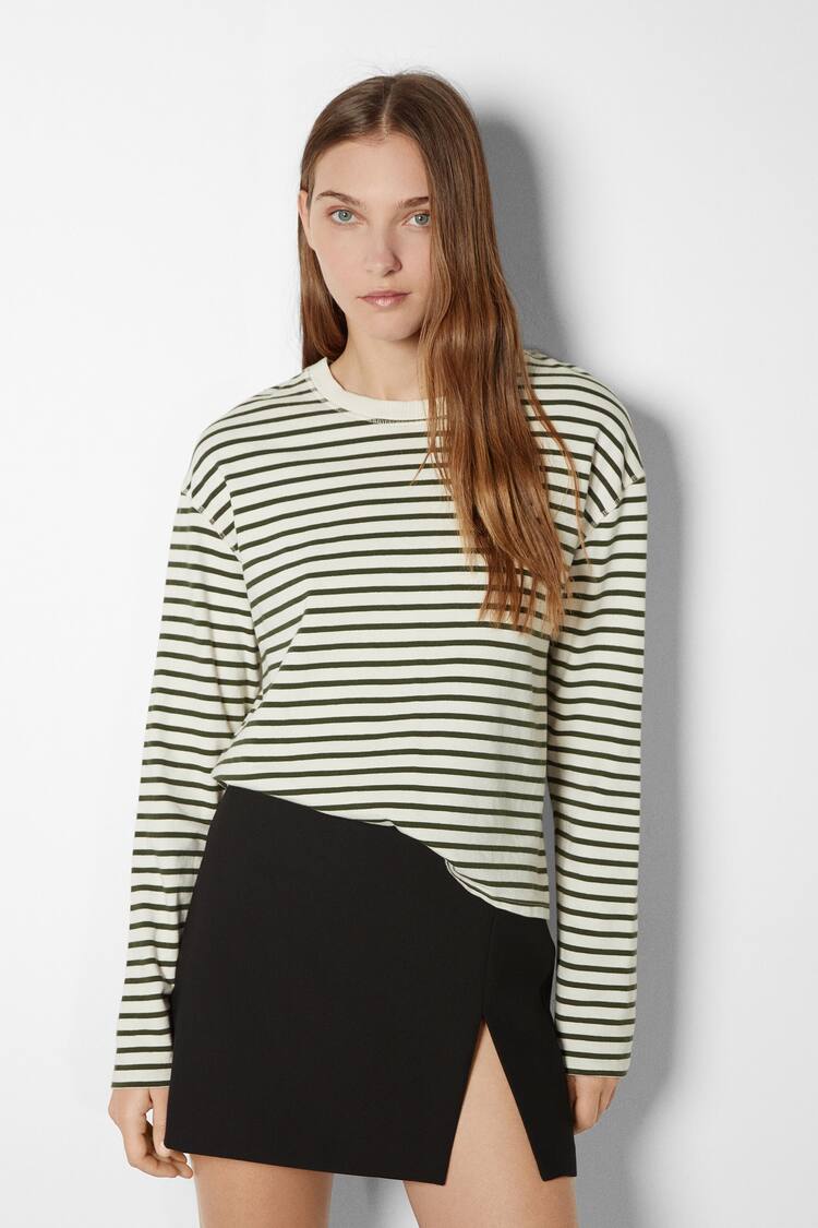 Long sleeve boxy fit striped T-shirt