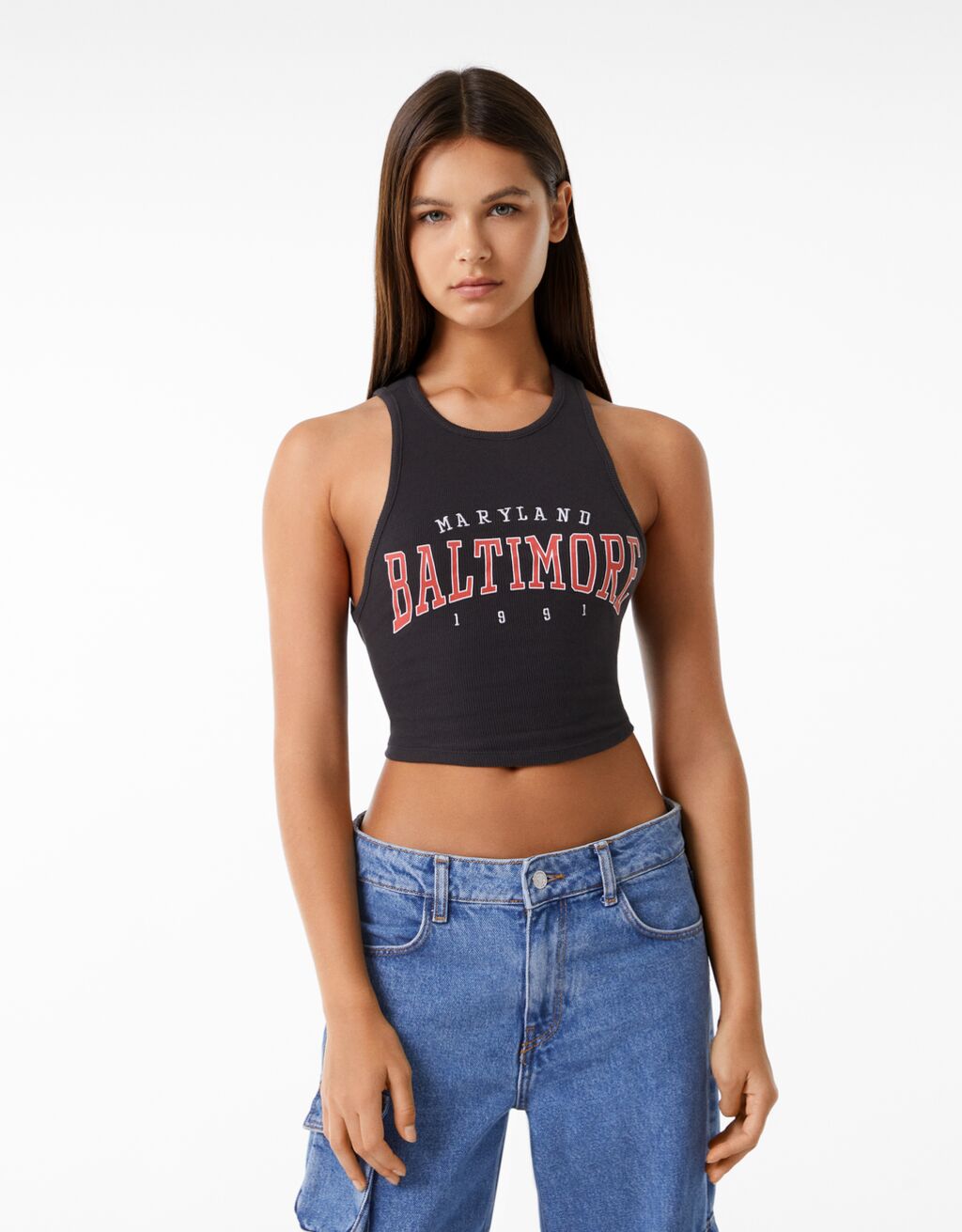 College tank top with open back